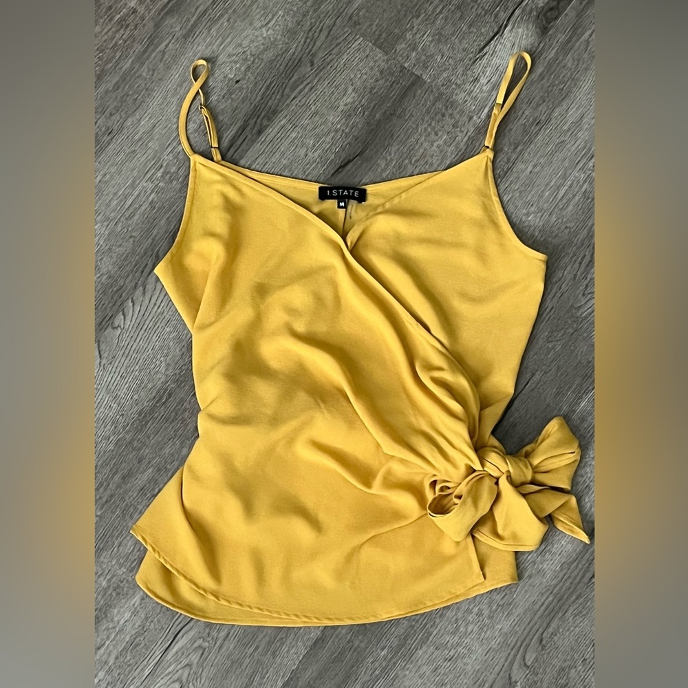 STATE Yellow Camisole with side Tie  and Asymmetrical Design medium